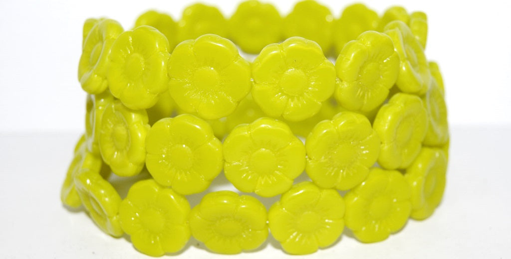 Round Flat Flower Pressed Glass Beads, 6818 (6818), Glass, Czech Republic