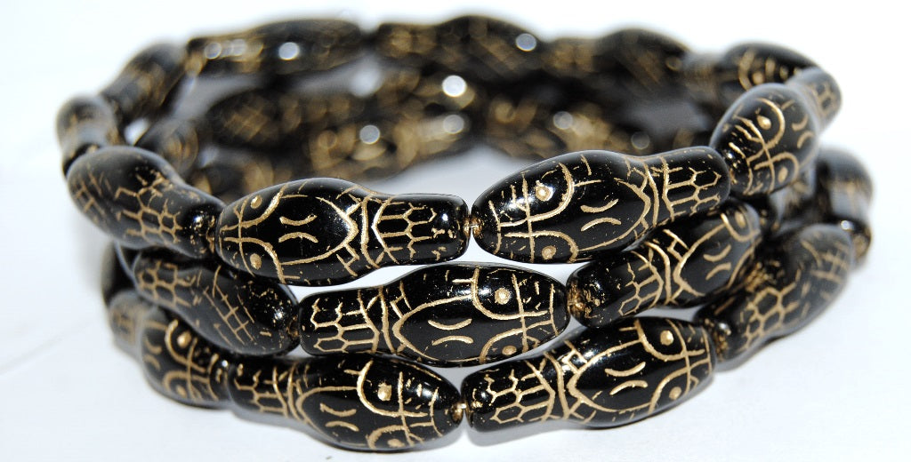 Snake Head Pressed Glass Beads, Black 54202 (23980 54202), Glass, Czech Republic