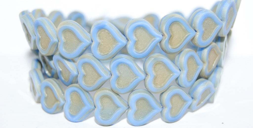 Table Cut Heart Beads With Heart, 37193 Matte (37193 M), Glass, Czech Republic