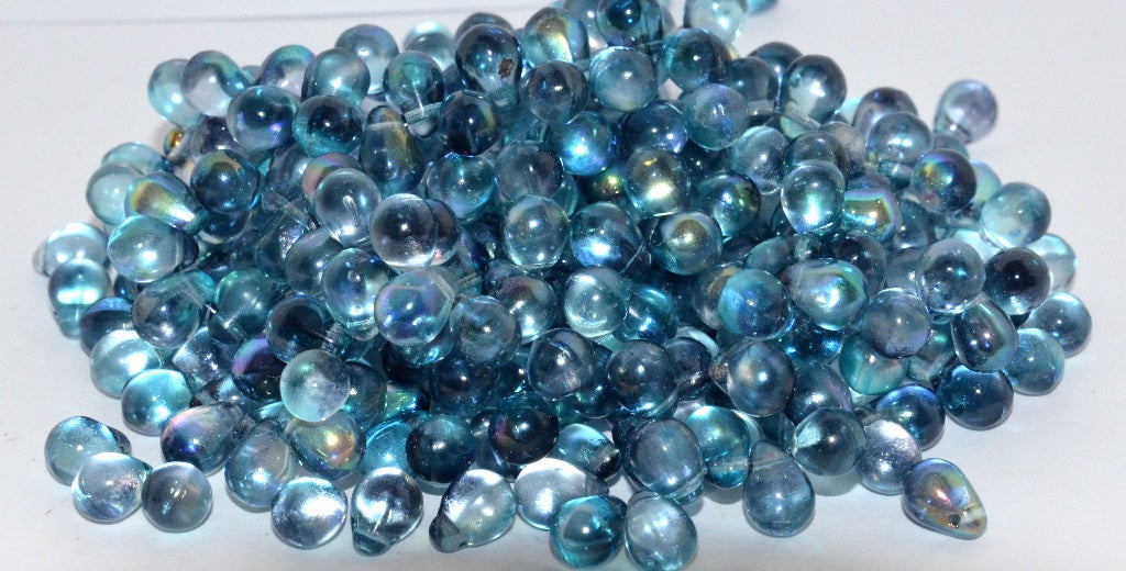 Pear Drop Pressed Glass Beads, Crystal 48103 (30 48103), Glass, Czech Republic