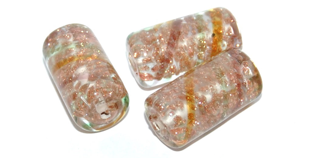 Czech Glass Hand Made Roller Tube Lampwork Beads, (P), Glass, Czech Republic