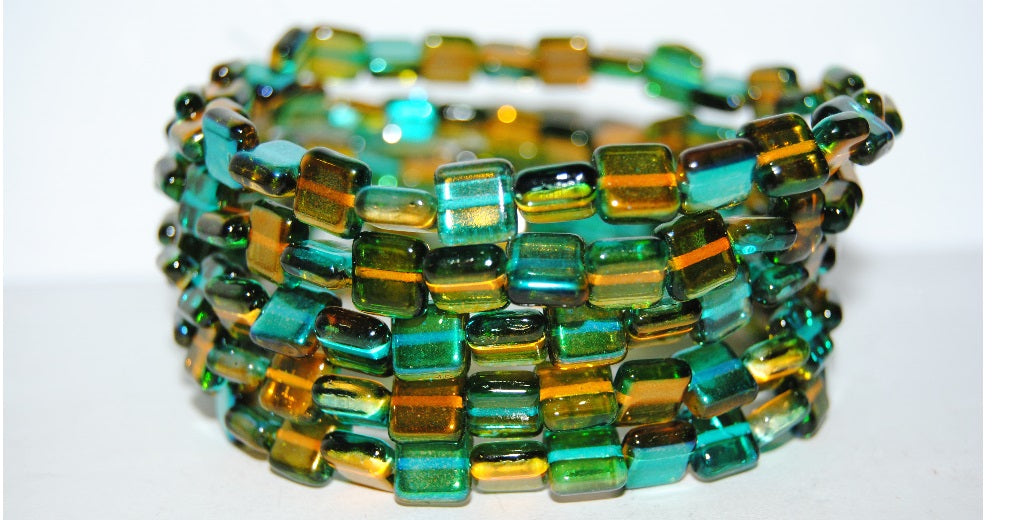 Flat Square Pressed Glass Beads, 48124 (48124), Glass, Czech Republic