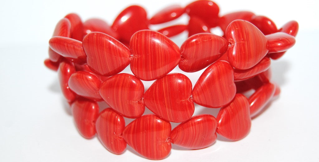 Heart Pressed Glass Beads, 97020 (97020), Glass, Czech Republic