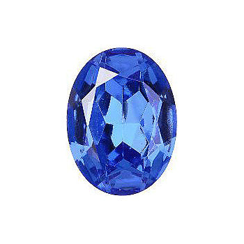Oval Faceted Pointed Back (Doublets) Crystal Glass Stone, Blue 1 Transparent With Aluminium (30020-Al), Czech Republic