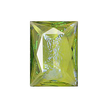 Rectangle Faceted Pointed Back (Doublets) Crystal Glass Stone, Light Green 7 Mexico Opals (Mex-27), Czech Republic