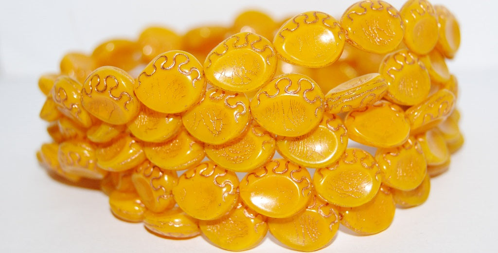 Tear Oval Pressed Glass Beads, Opal Yellow 54200 (81210 54200), Glass, Czech Republic