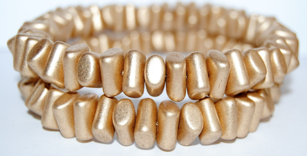 Shaped Stone Like Pressed Glass Beads, Gold Colored (1710), Glass, Czech Republic