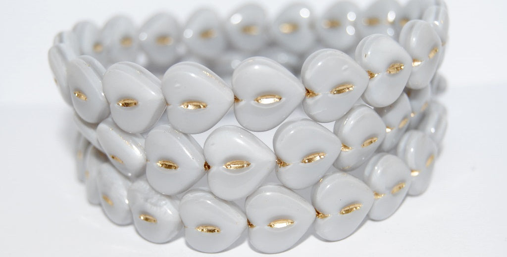 Heart Pressed Glass Beads, (44010 54202), Glass, Czech Republic