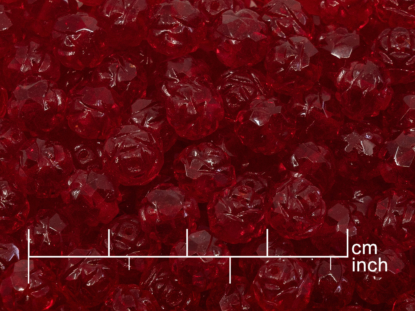 OUTLET 250g Faceted Fire Polished Beads Cathedral, 7 x 8 mm, Ruby Red (151-03003-07x08-90080)