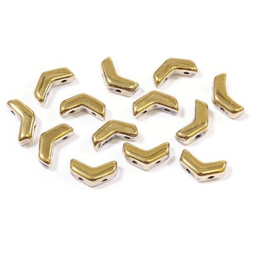 Arrow Czech 2-hole glass beads Gold Glass Czech Republic