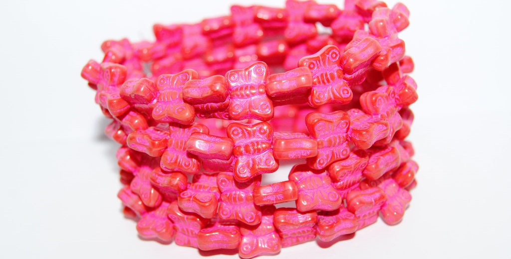 Butterfly Pressed Glass Beads, Red 46470 (93400 46470), Glass, Czech Republic