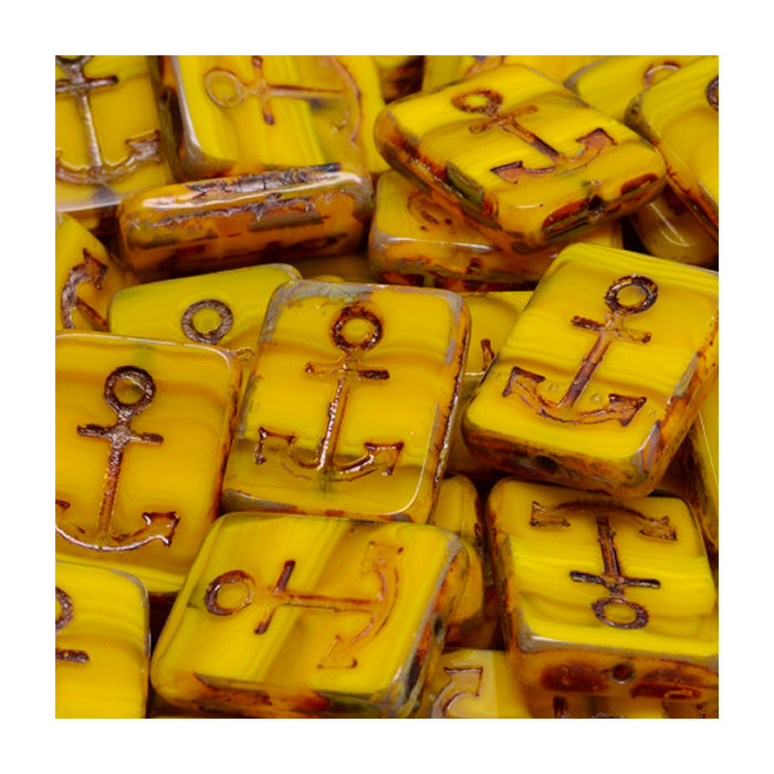 Table cut Czech glass beads anchor Yellow Glass Czech Republic