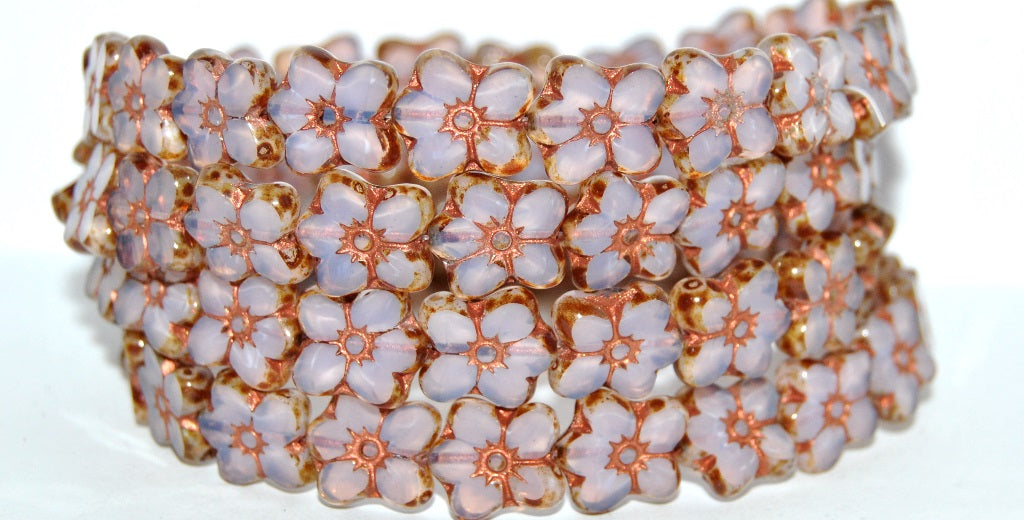 Table Cut Flower Beads Linum, Opal Pink 86 54200 (71200 86 54200), Glass, Czech Republic