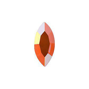 Navette Faceted Pointed Back (Doublets) Crystal Glass Stone, Orange 2 Opaque With Ab (93130-Abt), Czech Republic