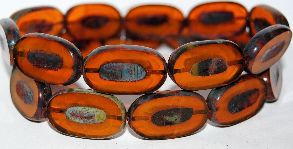 Table Cut Rounded Rectangle Oval Beads With Oval, 81240 Travertin (81240 86800), Glass, Czech Republic