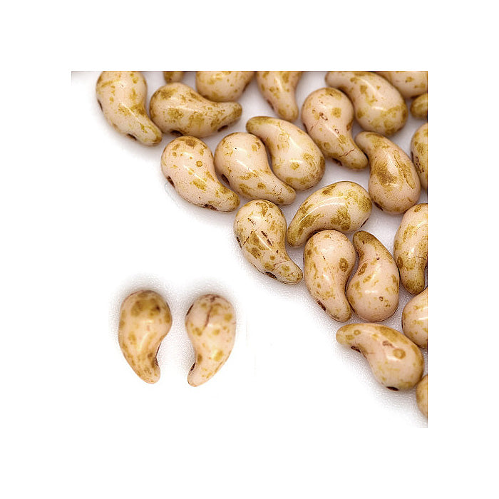 ZoliDuo Czech 2-hole glass beads White Travertine Glass Czech Republic