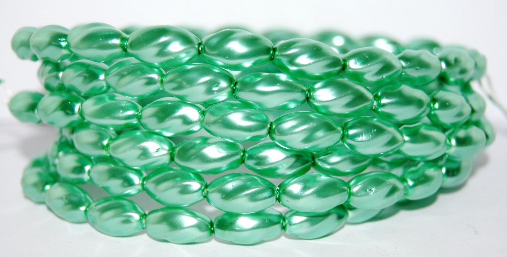 Olive Oval Pressed Glass Beads, 70455 (70455), Glass, Czech Republic