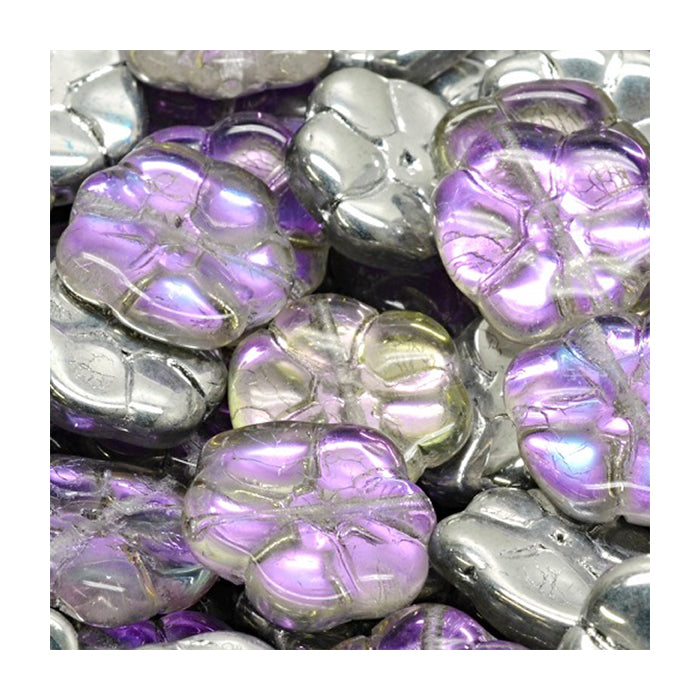 Pressed Czech glass beads flower primrose Crystal Vl (Vitrail Light) Glass Czech Republic