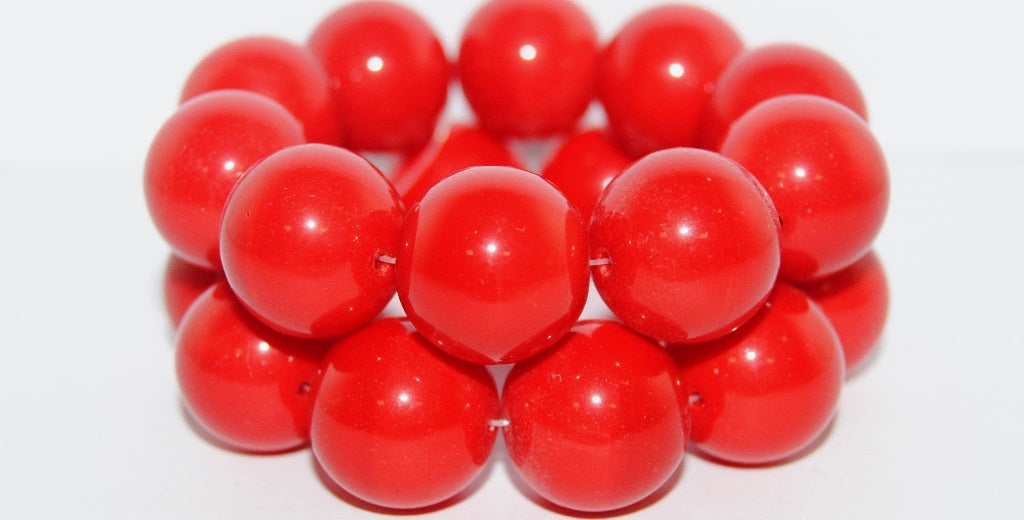 Round Pressed Glass Beads Druck, Red (93190), Glass, Czech Republic