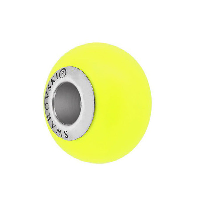 SWAROVSKI BeCharmed Pearl 5890 Charm big hole bead Neon Yellow Crystal Pearl, Steel Glass Austria
