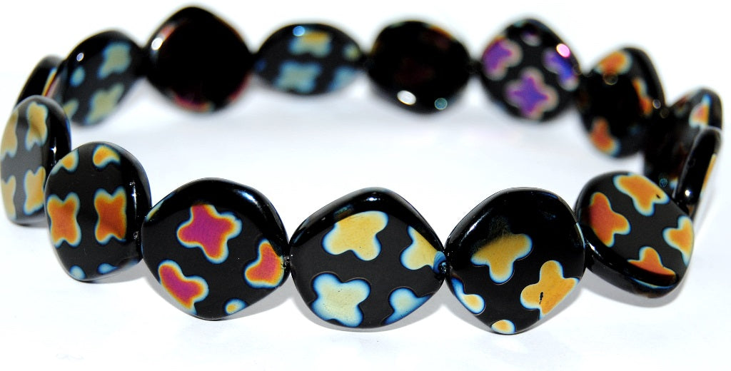 Flat Semi Round Pressed Glass Beads, Black 281012 (23980 281012), Glass, Czech Republic