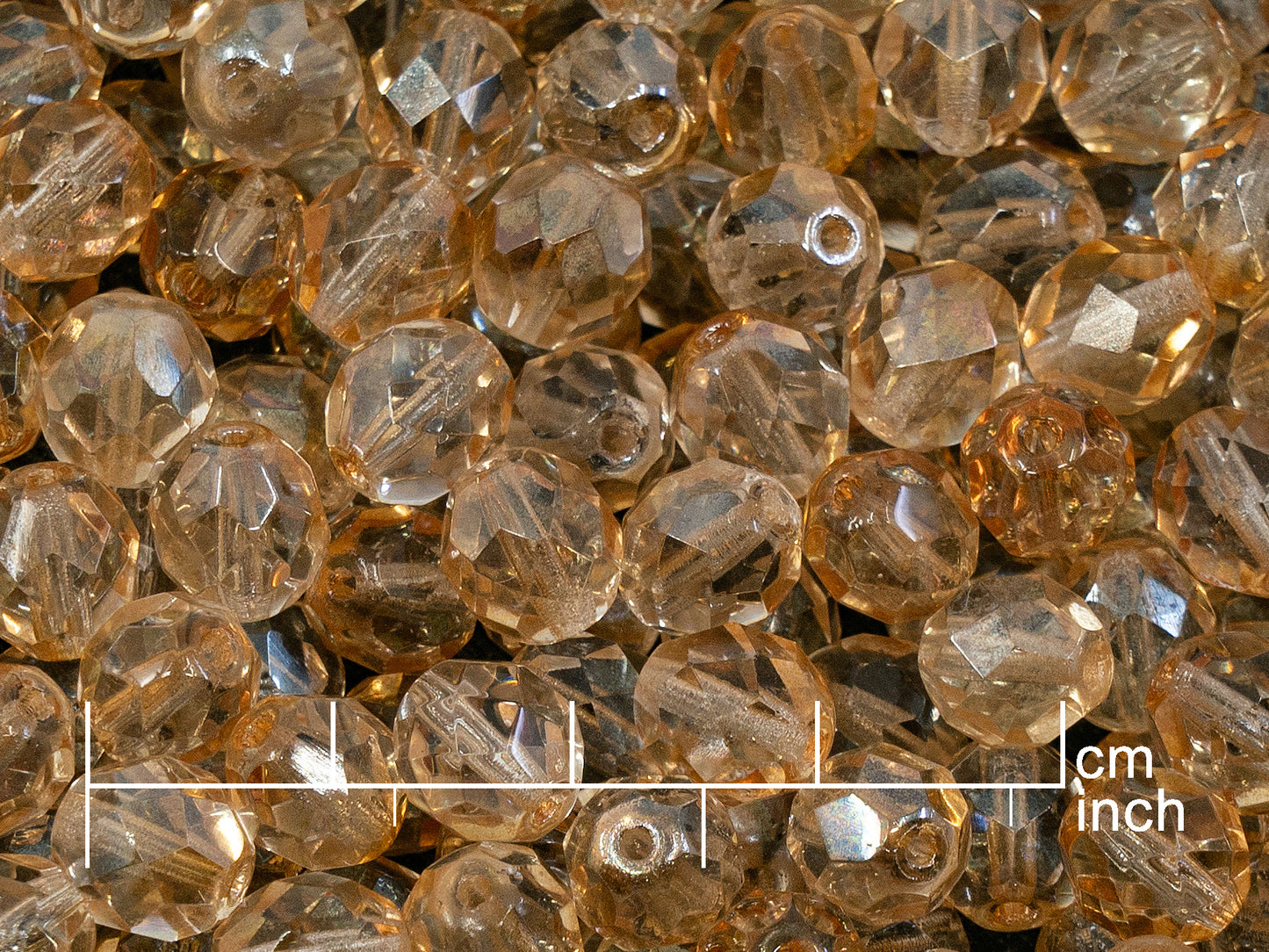 OUTLET 250g Fire Polished Round Faceted Beads, 8 mm, Crystal Luster Brown Half Coated (151-19001-08x08-00030-14213)