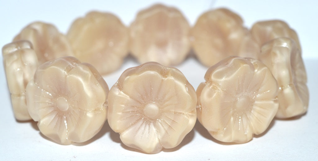 Hawaii Flower Pressed Glass Beads, 17006 Matte (17006 M), Glass, Czech Republic