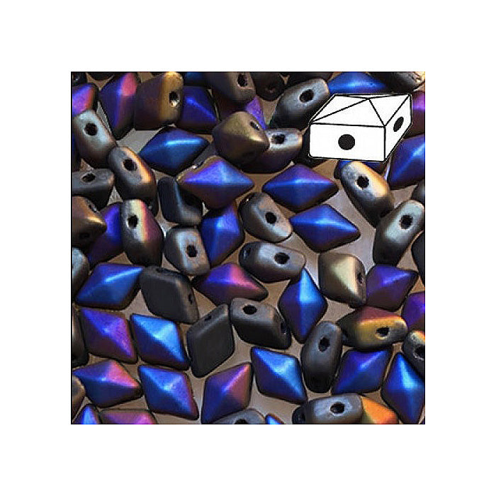 DIAMONDUO glass two-hole beads rhombus gemduo Jet Matte Azuro Glass Czech Republic