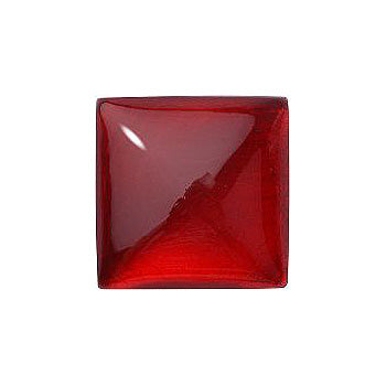 Square Cabochons Flat Back Crystal Glass Stone, Red 8 With Silver (90089), Czech Republic