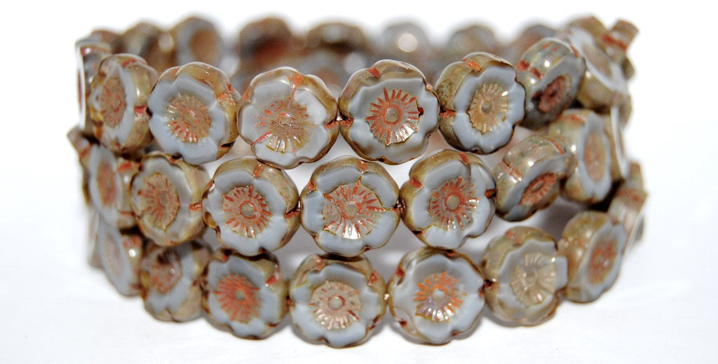 Table Cut Round Beads Hawaii Flowers, (46016 43400), Glass, Czech Republic
