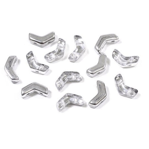 Arrow Czech 2-hole glass beads Crystal Silver Half Coating Glass Czech Republic