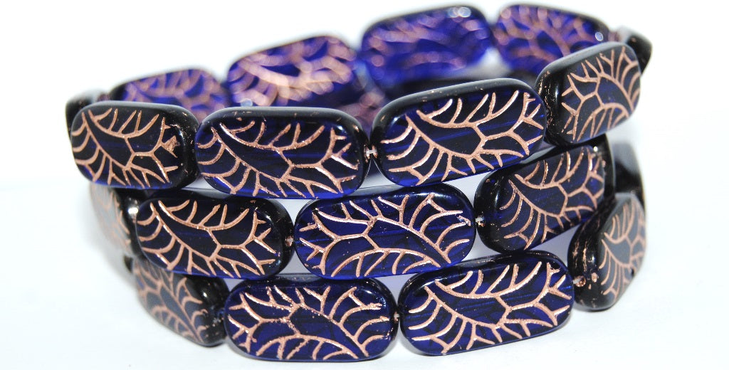 Rectangle With Ornament Pressed Glass Beads, Transparent Aqua 54200 (60080 54200), Glass, Czech Republic