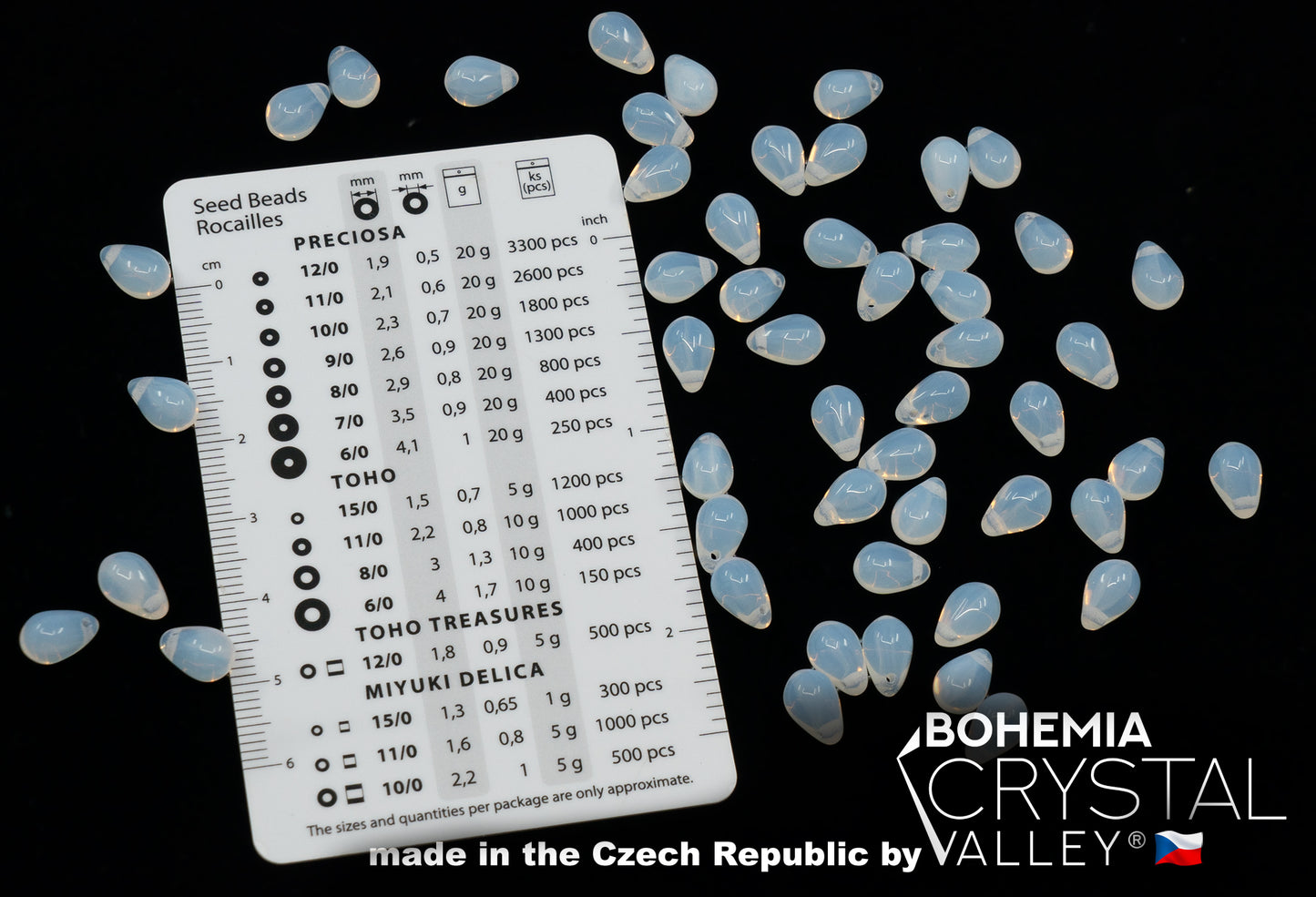 泪滴捷克玻璃珠,蛋白石白