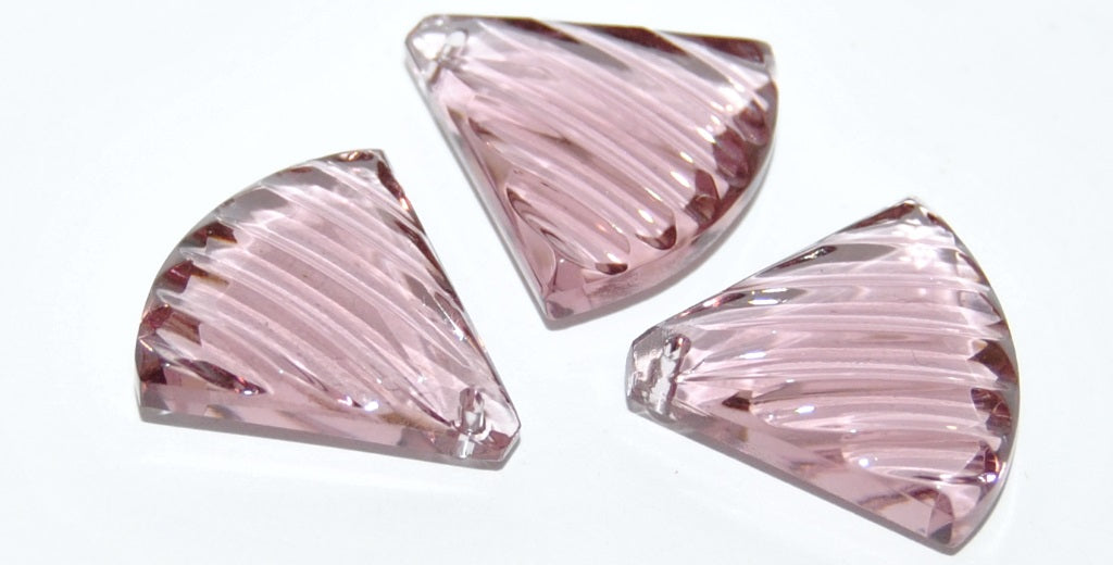 Cabochons Fan Faceted Flat Back Pendant With Hole, (Lt Amethyst), Glass, Czech Republic