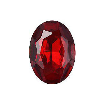 Oval Faceted Pointed Back (Doublets) Crystal Glass Stone, Red 1 Transparent With Aluminium (90040-Al), Czech Republic