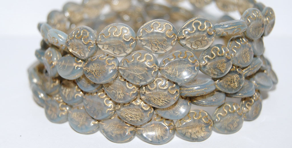 Tear Oval Pressed Glass Beads, (41000 54202), Glass, Czech Republic