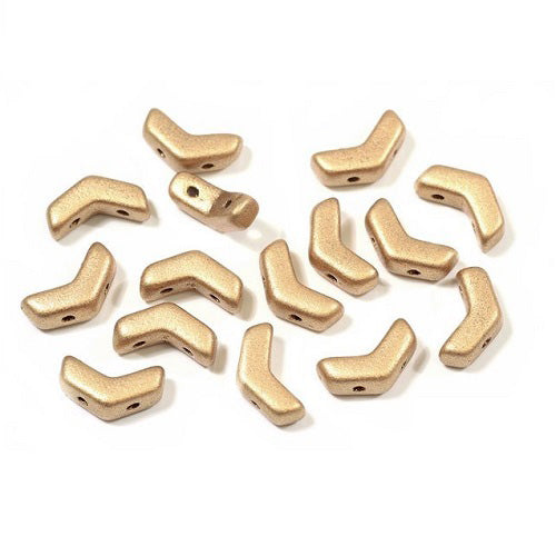 Arrow Czech 2-hole glass beads Matt Gold Glass Czech Republic