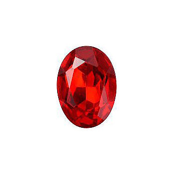 Oval Faceted Pointed Back (Doublets) Crystal Glass Stone, Red 7 Transparent With Aluminium (90070-Al), Czech Republic