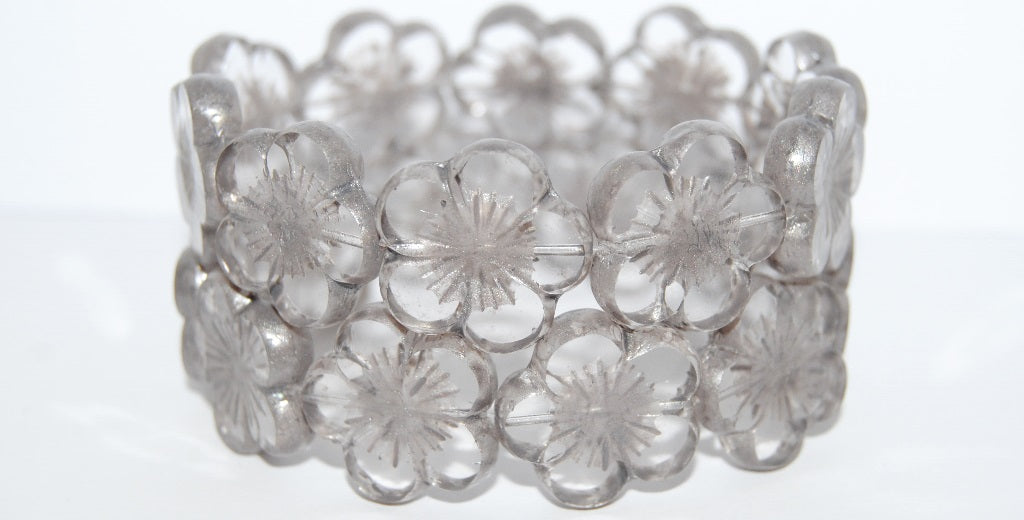 Table Cut Flower Beads Hibiscus, (21 43622 Lava Glass), Glass, Czech Republic