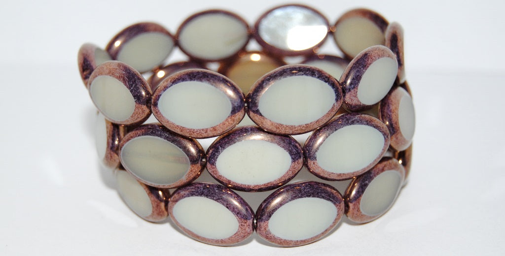 Table Cut Oval Beads Roach, 13000 Bronze (13000 14415), Glass, Czech Republic