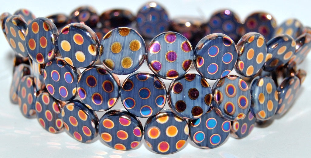 Flat Round Coin Pressed Glass Beads, (33070300 Round Batika), Glass, Czech Republic