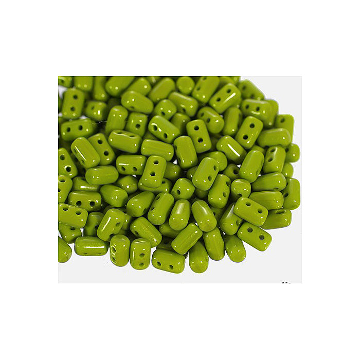 Matubo Rulla two-hole pressed glass beads cylinder Opaque Olivine Glass Czech Republic