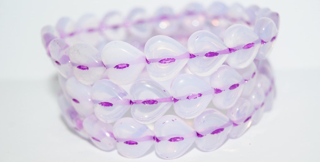 Heart Pressed Glass Beads, (01000B 46420), Glass, Czech Republic