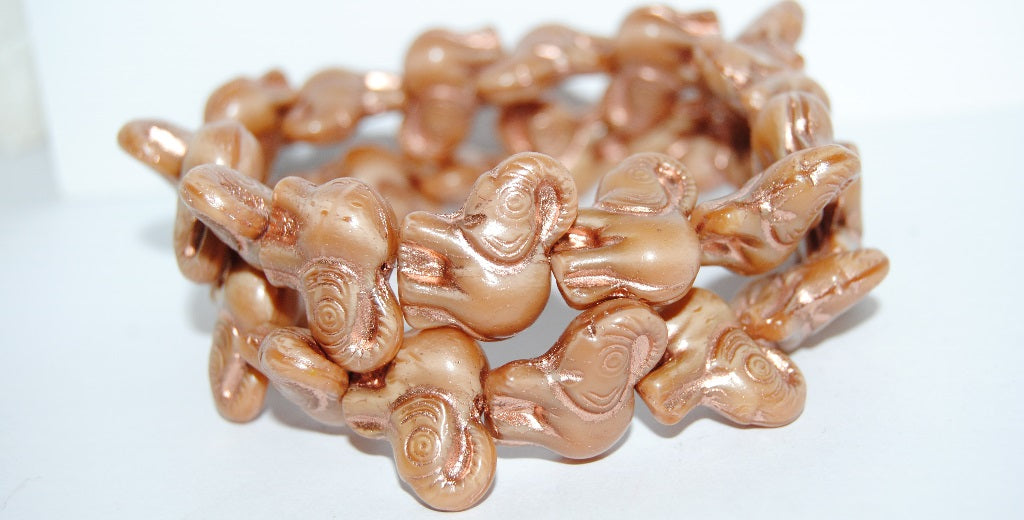 Elephant Animal Pressed Glass Beads, Opaque Pink 54200 (74000 54200), Glass, Czech Republic