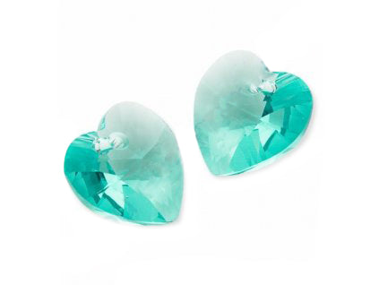 SWAROVSKI ELEMENTS pendant HEART 6228 crystal stone with hole Light Turquoise Glass Austria