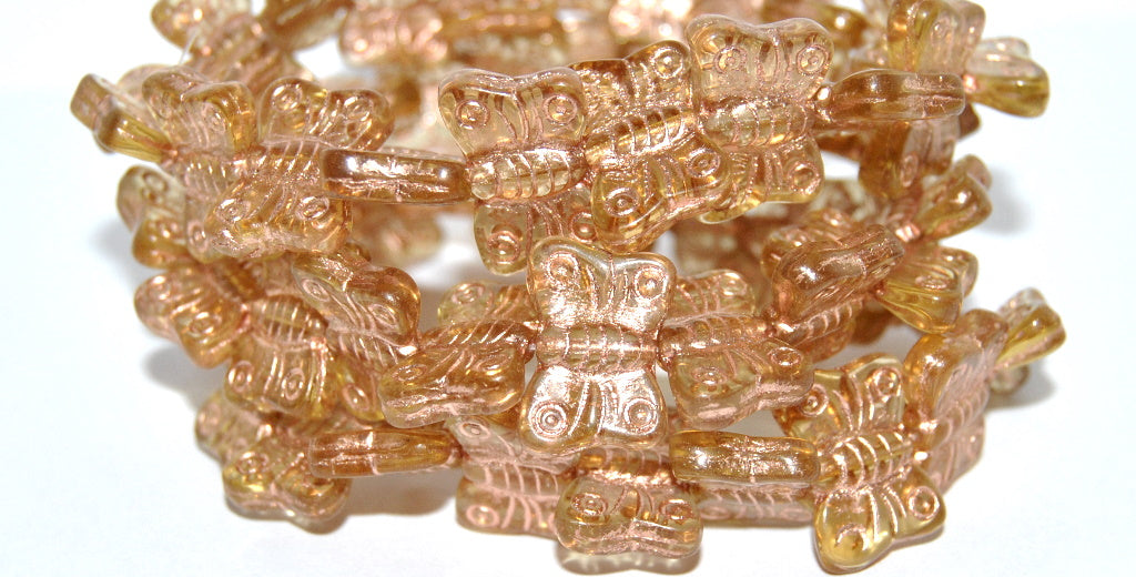 Butterfly Pressed Glass Beads, Topaz Mixed Colors 54200 (Topaz Mix 54200), Glass, Czech Republic