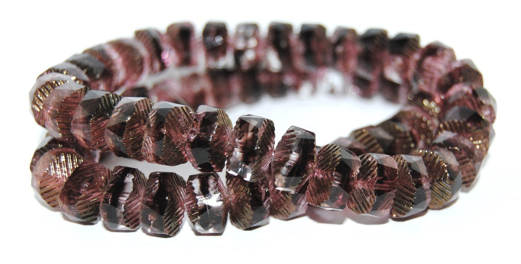 Faceted Cathedral Fire Polished Glass Beads, 27008 Luster Red Full Coated (27008 14495), Glass, Czech Republic