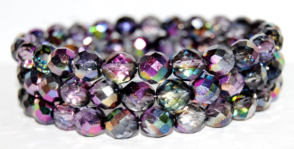 Fire Polished Round Faceted Beads, Crystal 95500 (30 95500), Glass, Czech Republic