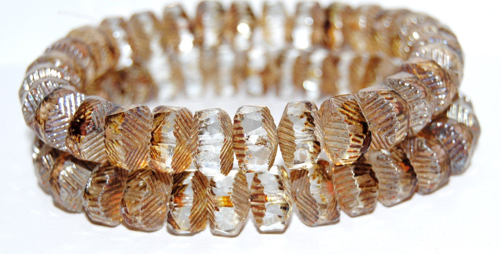 Faceted Cathedral Fire Polished Glass Beads, Gray 43400 (40010 43400), Glass, Czech Republic