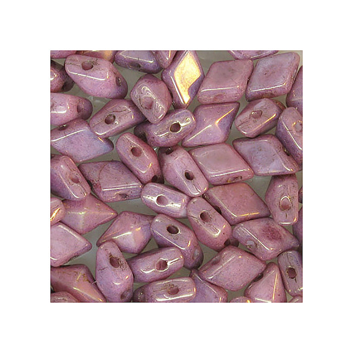 DIAMONDUO glass two-hole beads rhombus gemduo Pink Glass Czech Republic